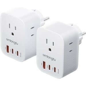 2-Pack Type E/F Plug Adapter – 20W EU & South Korea Travel Power Adapter